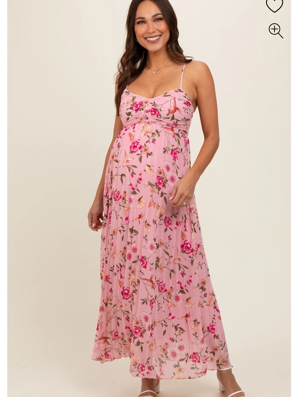 Floral Pink Maxi Dress with Spaghetti Straps